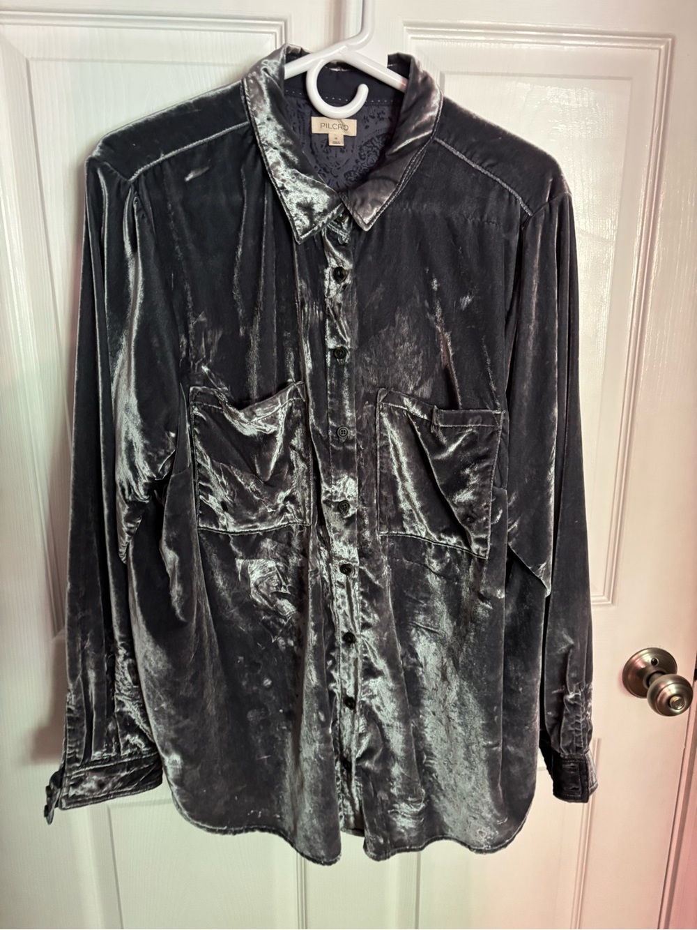 Anthropologie Pilcro Hadley Velvet Relaxed Buttondown Shirt 1X
